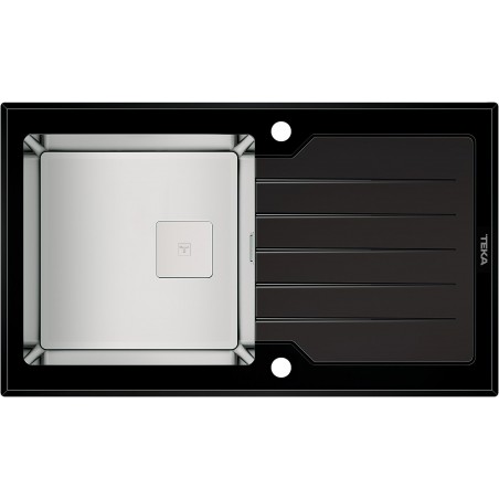 Kuchyňský dřez Teka Diamond RS15 1B 1D 86 Černé sklo/nerez