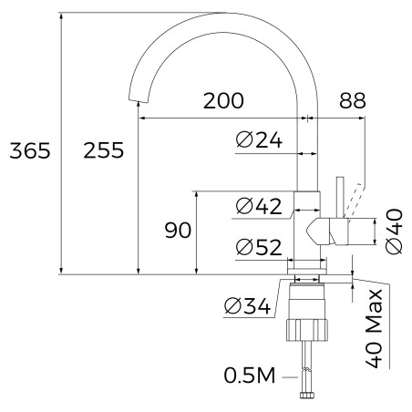 Kuchyňská baterie Teka UNI 9310 BK Černá Kuchyňská baterie Teka UNI 9310 BK Černá